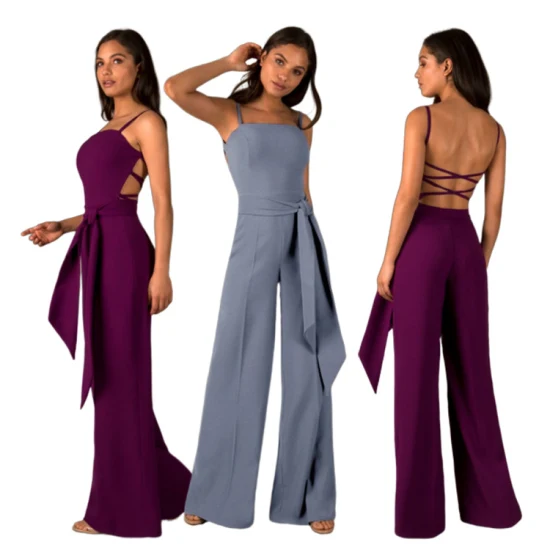 Vente chaude Femmes Sexy Creux Dos Ouvert Jumpsuit