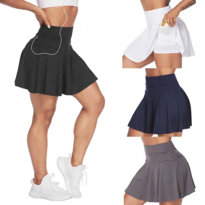 Jupes de sport de golf Shorts Femmes Jupe de tennis avec poche Jupes de tennis plissées Deux pièces pour filles