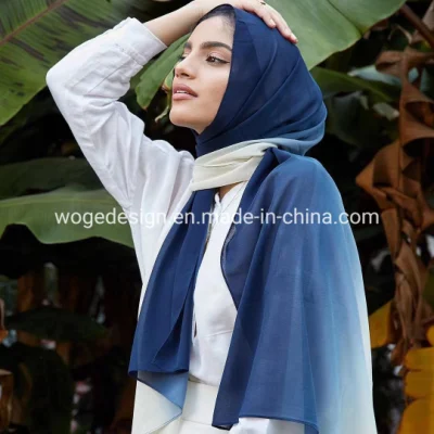 Usine En Gros De Haute Qualité Écharpes Hijab Dupatta Châle Wrap Turban Femme En Mousseline De Soie Polyester Plaine Peinture À La Main Écharpe Musulmane